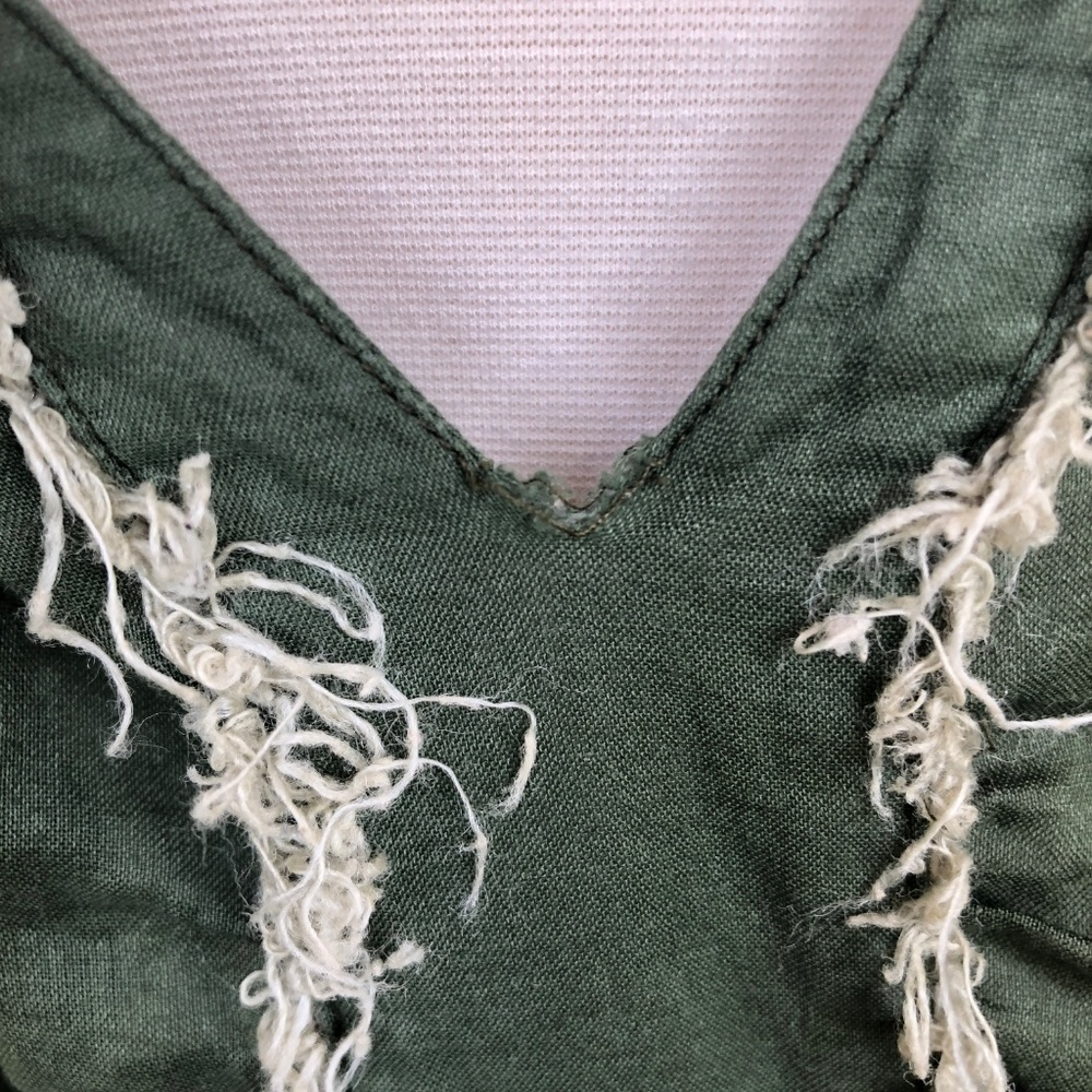 Lux Olive Green V-Neck Dress - Picture 4 of 6